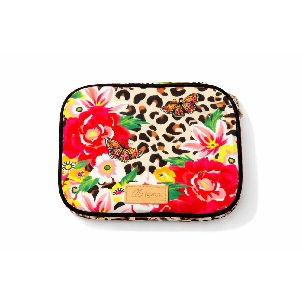 Brighton Garden Spots Jewelry Case Leopard Floral Travel Organizer NWOT